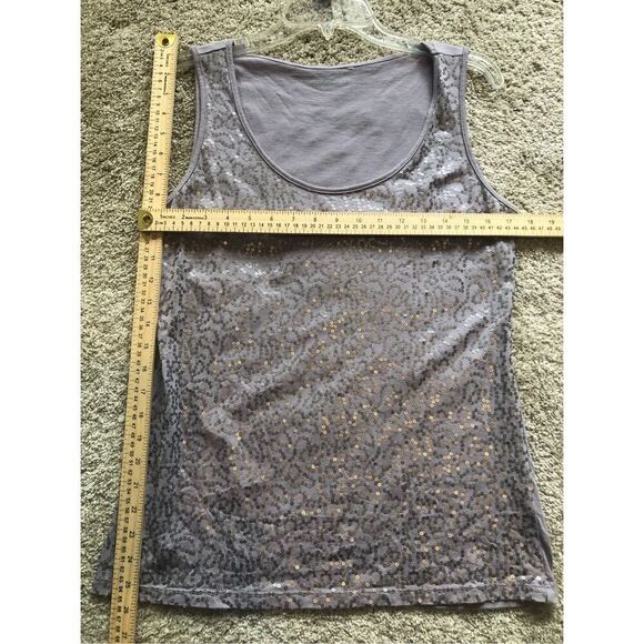 🌼5for$25🌼 Caslon Women’s Purple Sequin Front Design Fitted Tee Tank Size M - Picture 5 of 5